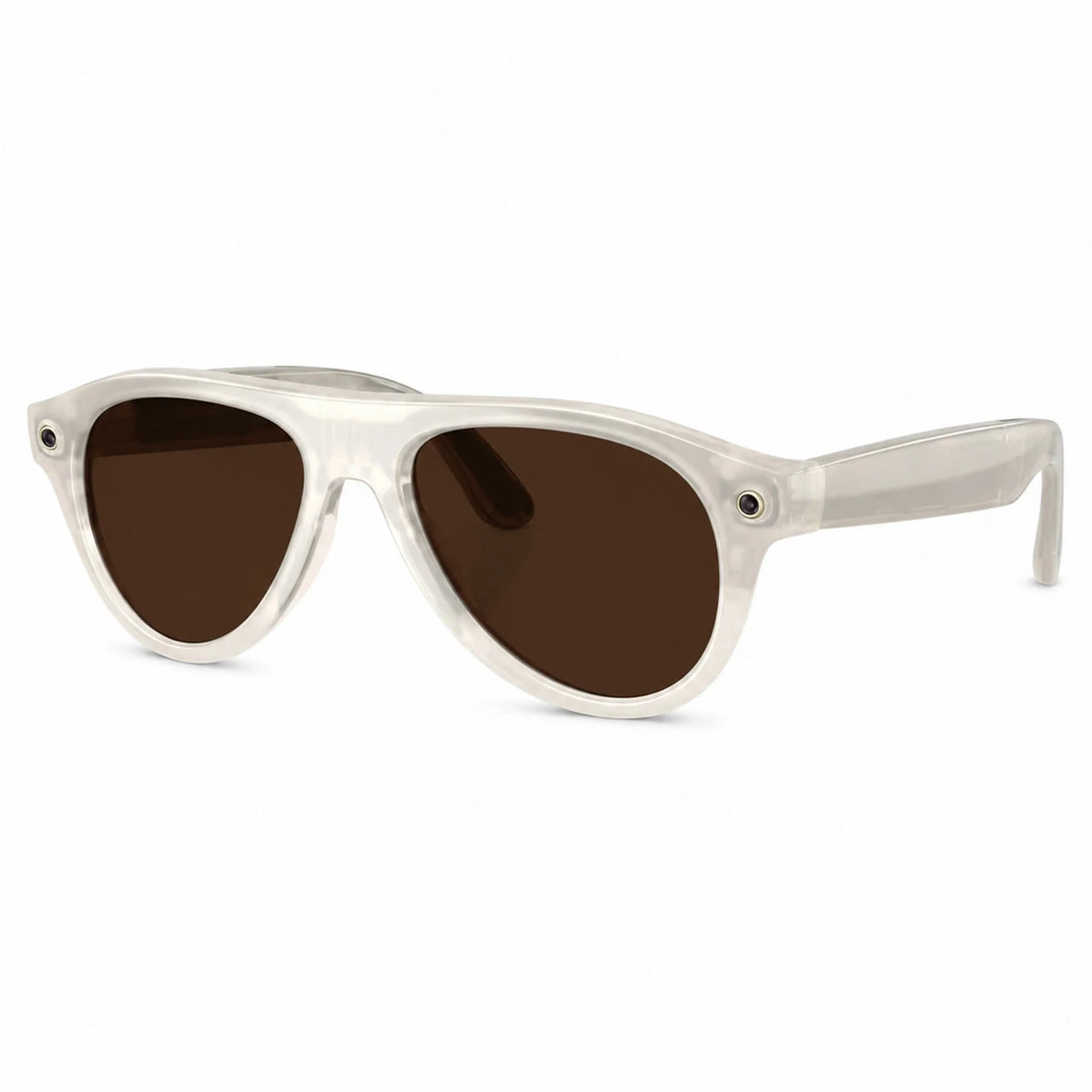 Ray-Ban Meta Aviator Gen 3 smart glasses, Milky Warm Beige frame with Transitions® Brown lenses, three-quarter view