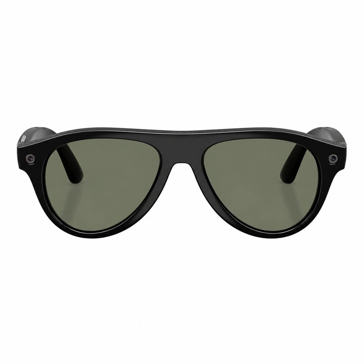 Ray-Ban Meta Aviator Gen 3 smart glasses, Shiny Black frame with Green lenses, front view