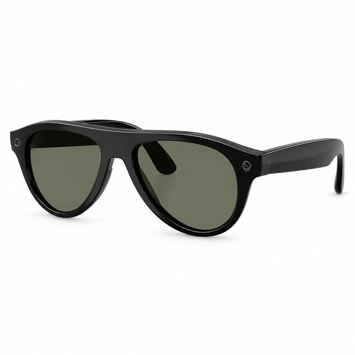 Ray-Ban Meta Aviator Gen 3 smart glasses, Shiny Black frame with Green lenses, three-quarter view