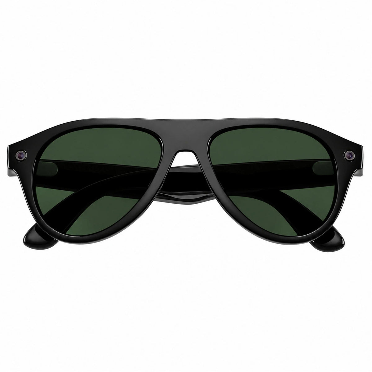 Ray-Ban Meta Aviator Gen 3 smart glasses, Shiny Black frame with Transitions® Graphite Green lenses, folded front view