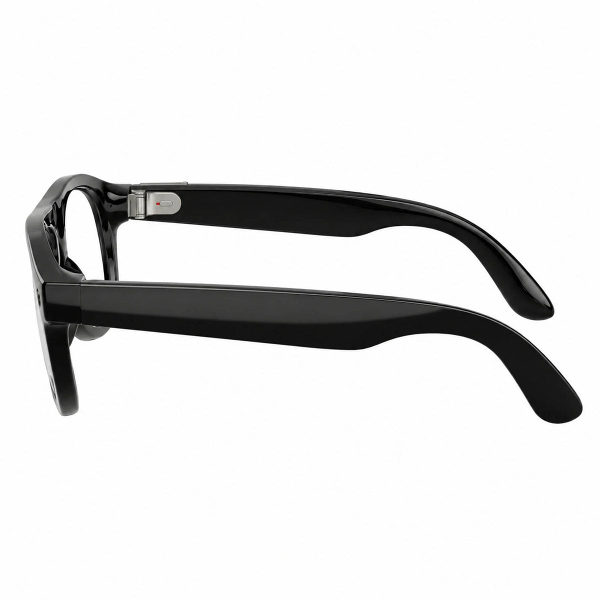 Ray-Ban Meta Aviator Gen 3 smart glasses, Shiny Black frame with Transitions® Graphite Green lenses, side profile, Ray-Ban lens logo
