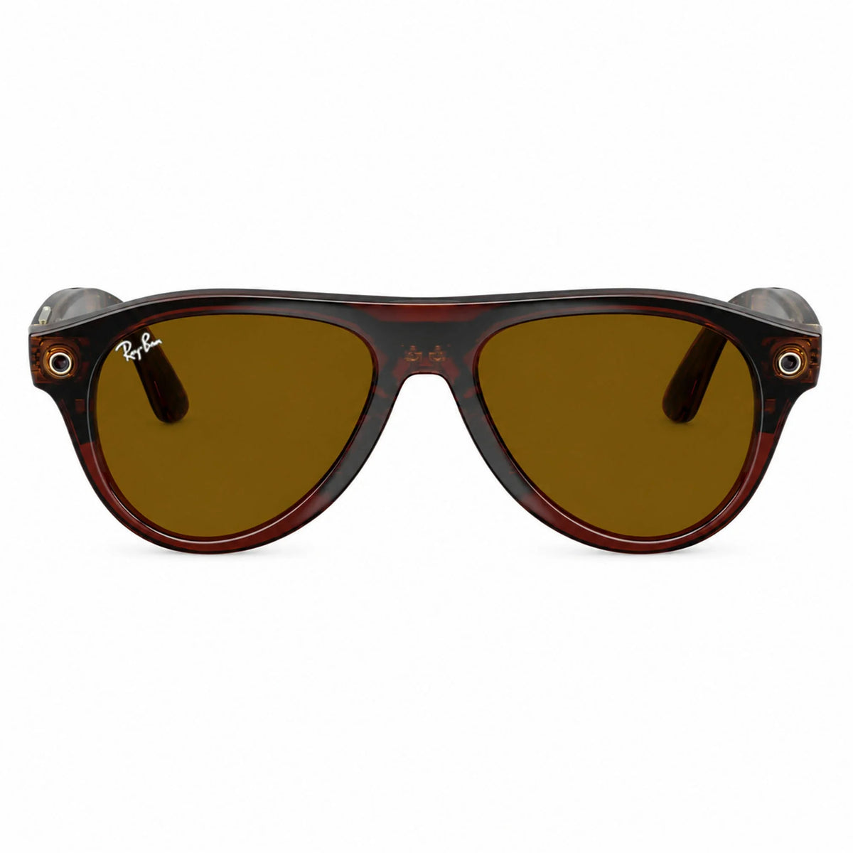 Ray-Ban Meta Aviator Gen 3 smart glasses, Transparent Umber frame with Transitions® Jade lenses, front view, Ray-Ban lens logo