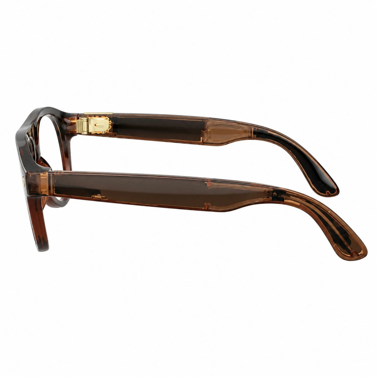 Ray-Ban Meta Aviator Gen 3 smart glasses, Transparent Umber frame with Transitions® Jade lenses, side profile