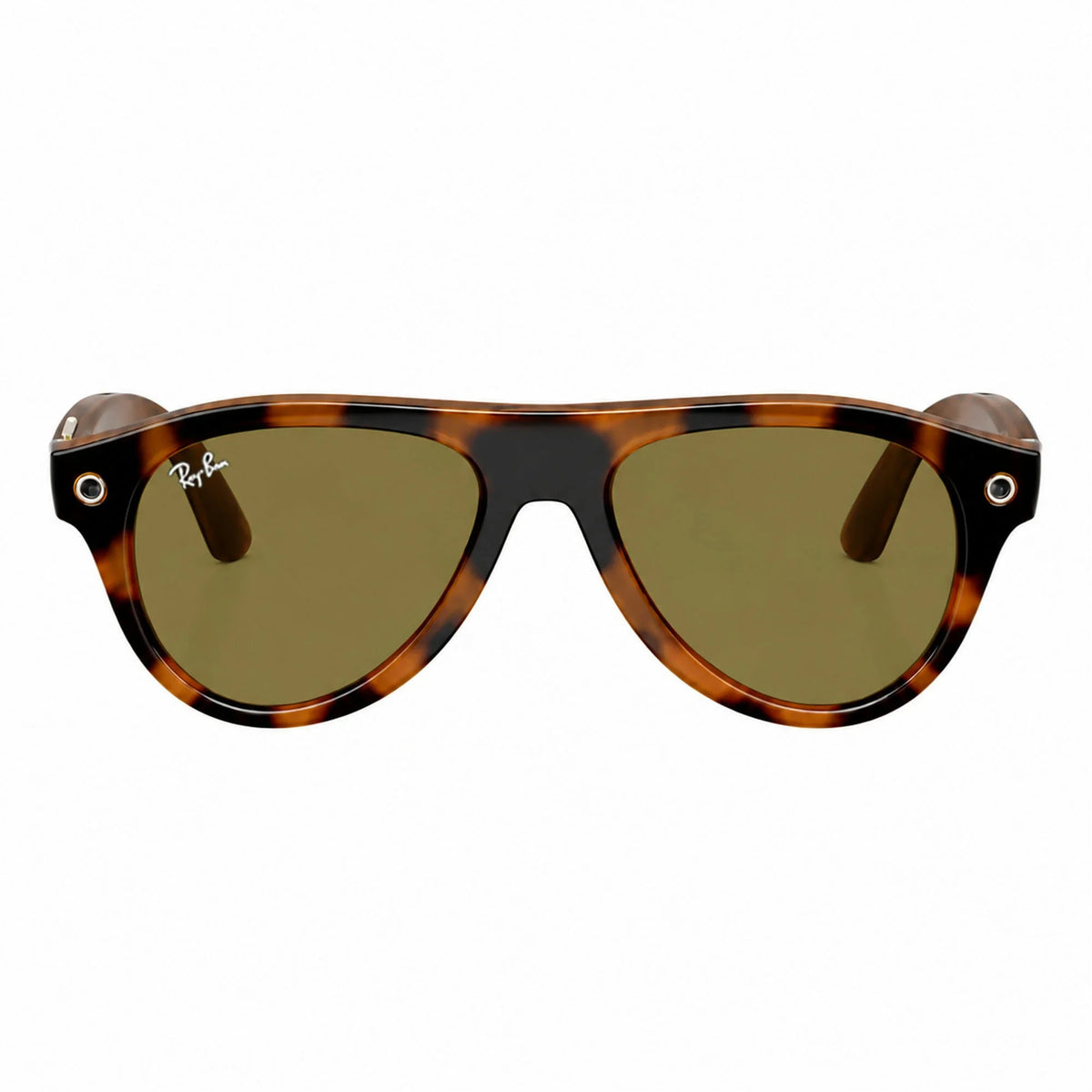 Ray-Ban Meta Aviator Gen 3 smart glasses, Havana frame with Brown lenses, front view, Ray-Ban lens logo