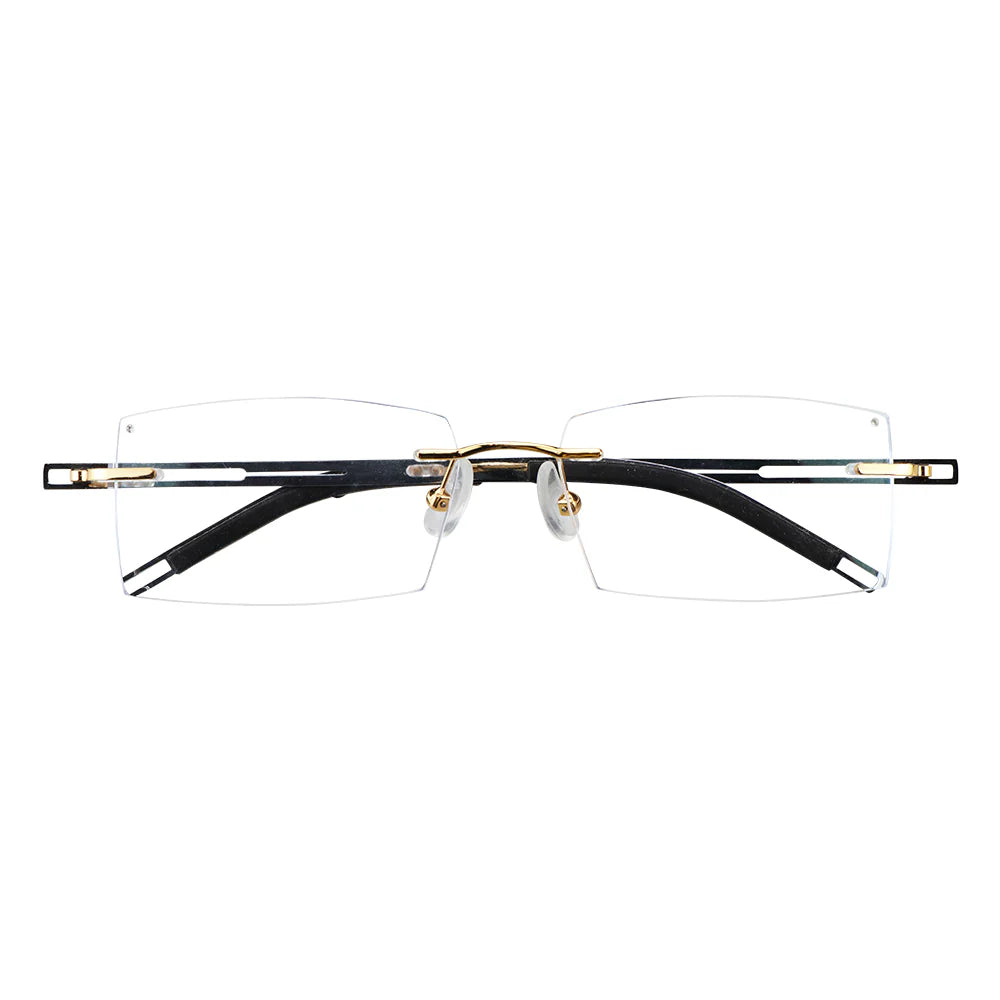 Ethan Metal Rectangle Rimless Eyeglasses - LifeArtVision