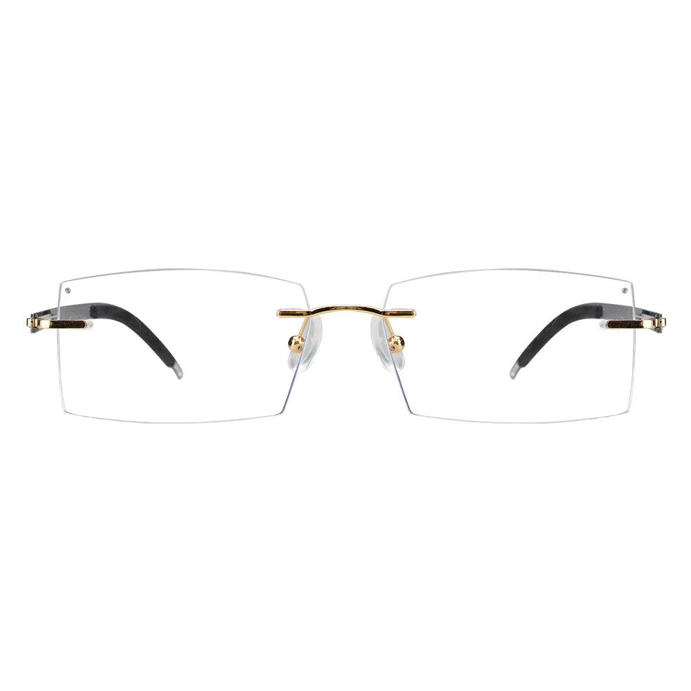 Ethan Metal Rectangle Rimless Eyeglasses - LifeArtVision