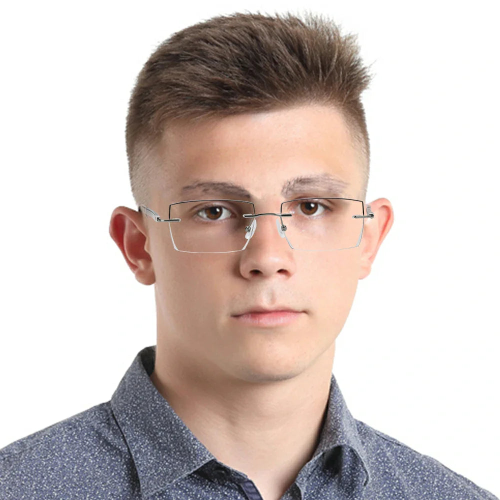 Metal Rectangle Rimless Eyeglasses