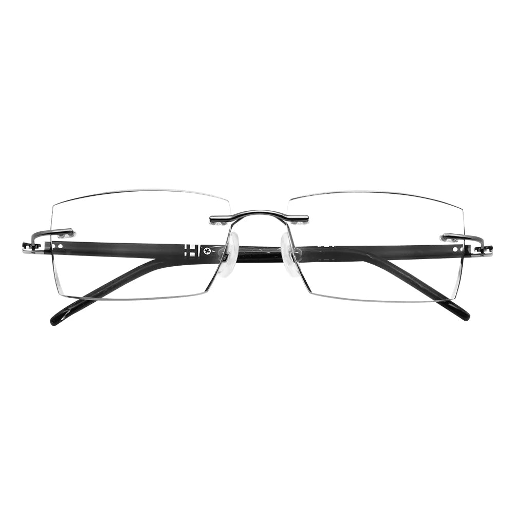 Lance Metal Rectangle Rimless Eyeglasses - LifeArtVision