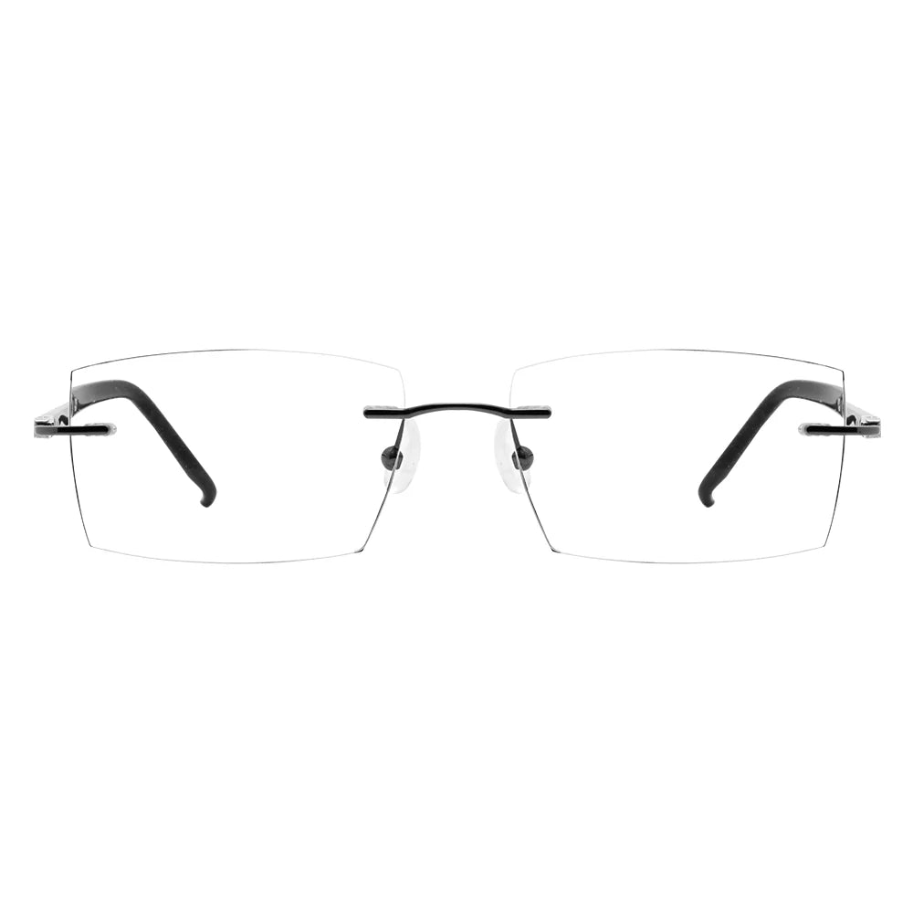 Lance Metal Rectangle Rimless Eyeglasses - LifeArtVision