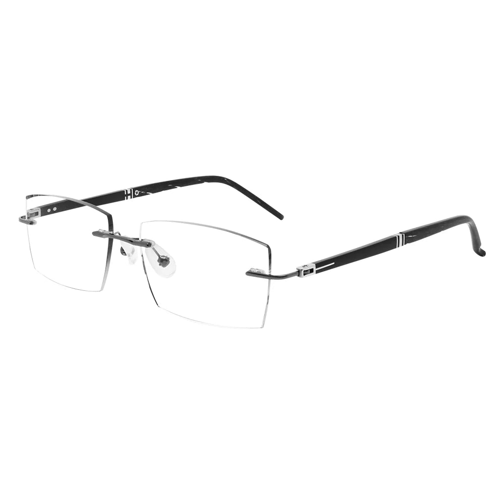 Lance Metal Rectangle Rimless Eyeglasses - LifeArtVision