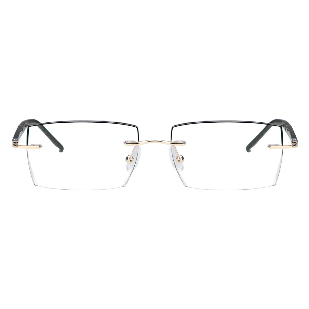 Lance Metal Rectangle Rimless Eyeglasses - LifeArtVision