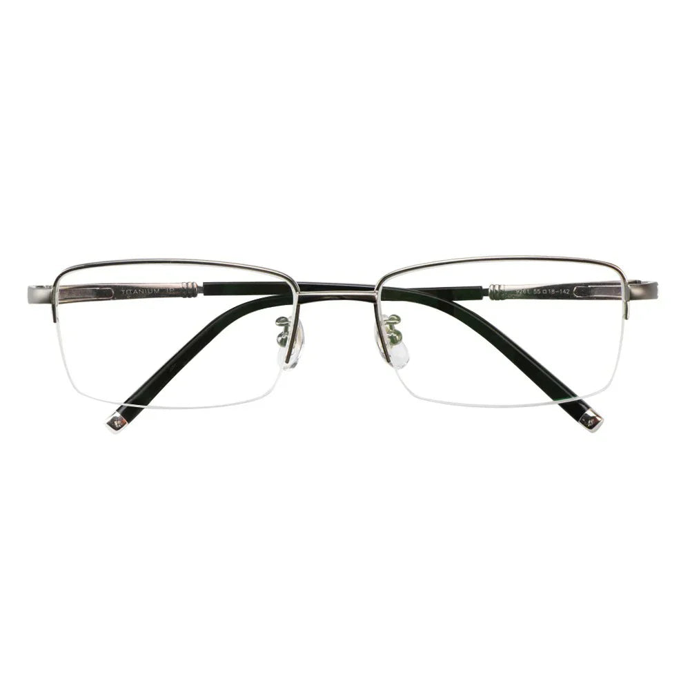  Titanium Rectangle Rimless Eyeglasses