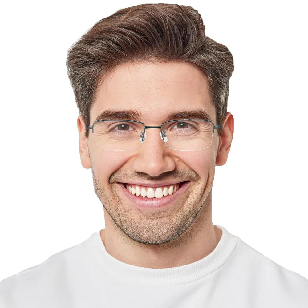  Titanium Rectangle Rimless Eyeglasses