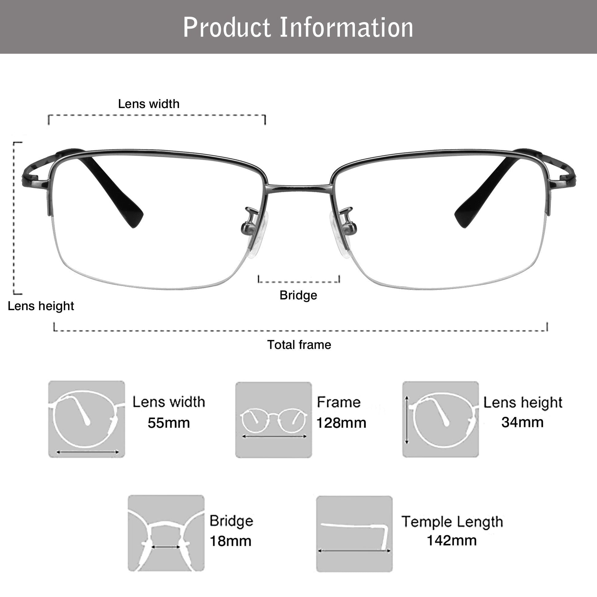 Benson Titanium containing Rectangle Eyeglasses