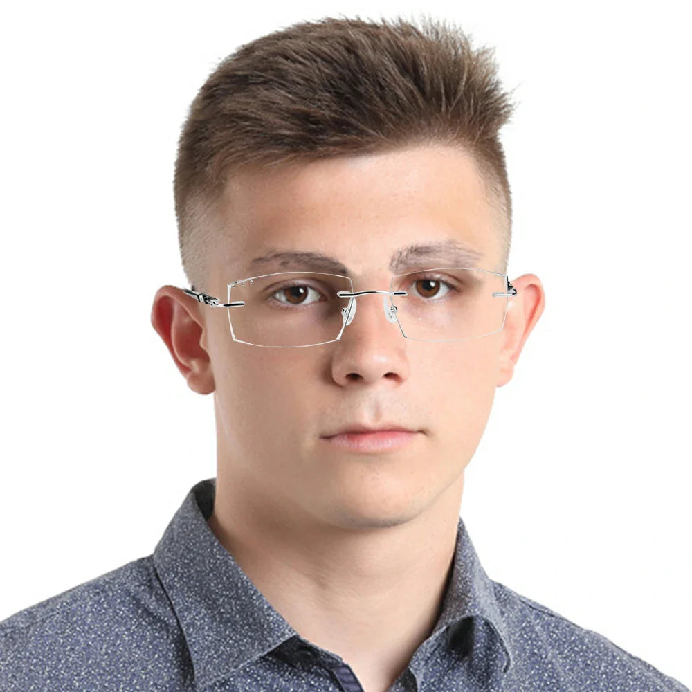 Metal Rectangle Rimless Eyeglasses