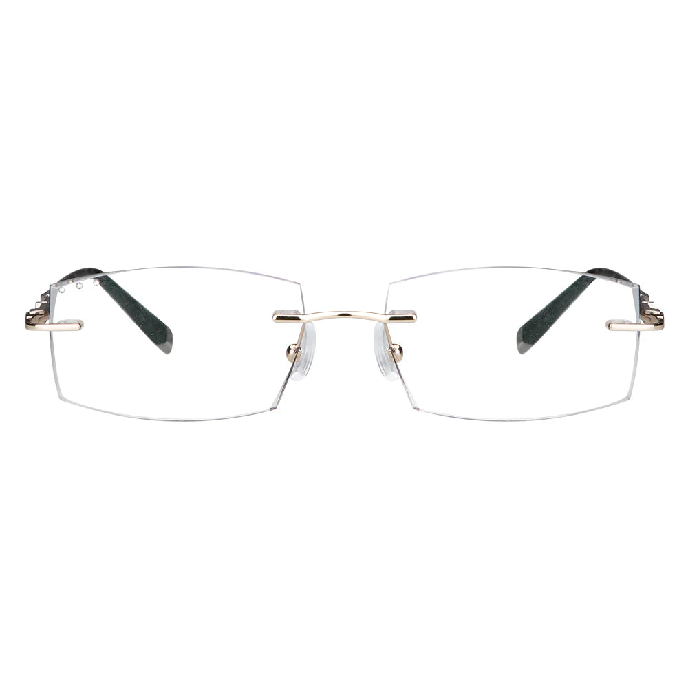 Patrick Metal Rectangle Rimless Eyeglasses - LifeArtVision