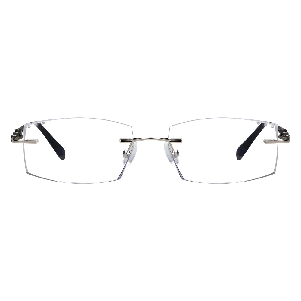 Patrick Metal Rectangle Rimless Eyeglasses - LifeArtVision