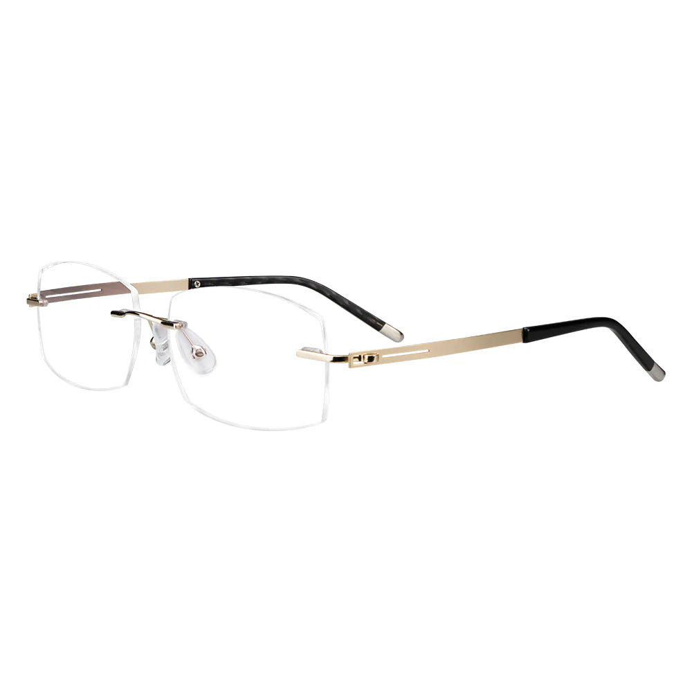 Hardy Metal Rectangle Rimless Eyeglasses - LifeArtVision
