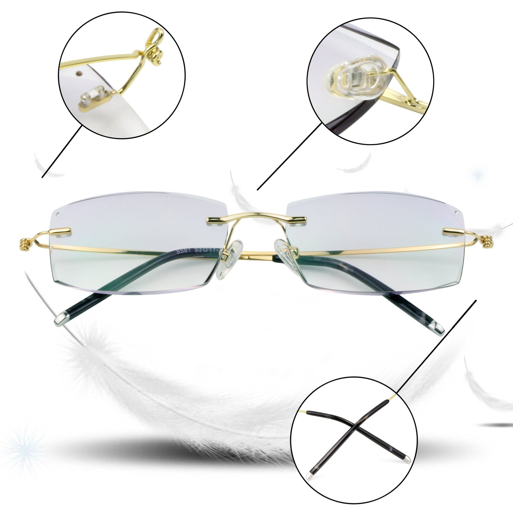 Cole Metal Rectangle Rimless glasses - LifeArtVision
