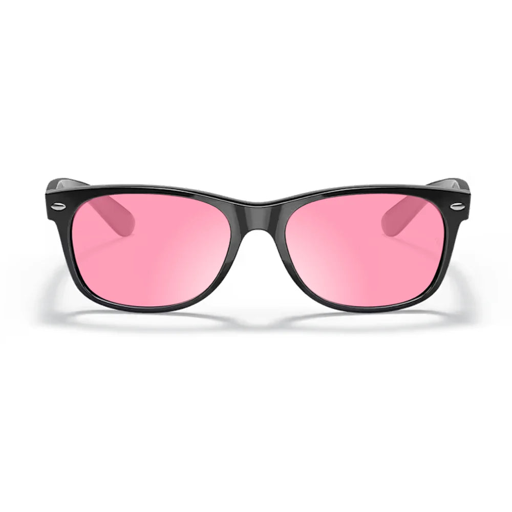 ray-ban rb2132 sunglasses with pink lenses on a white background