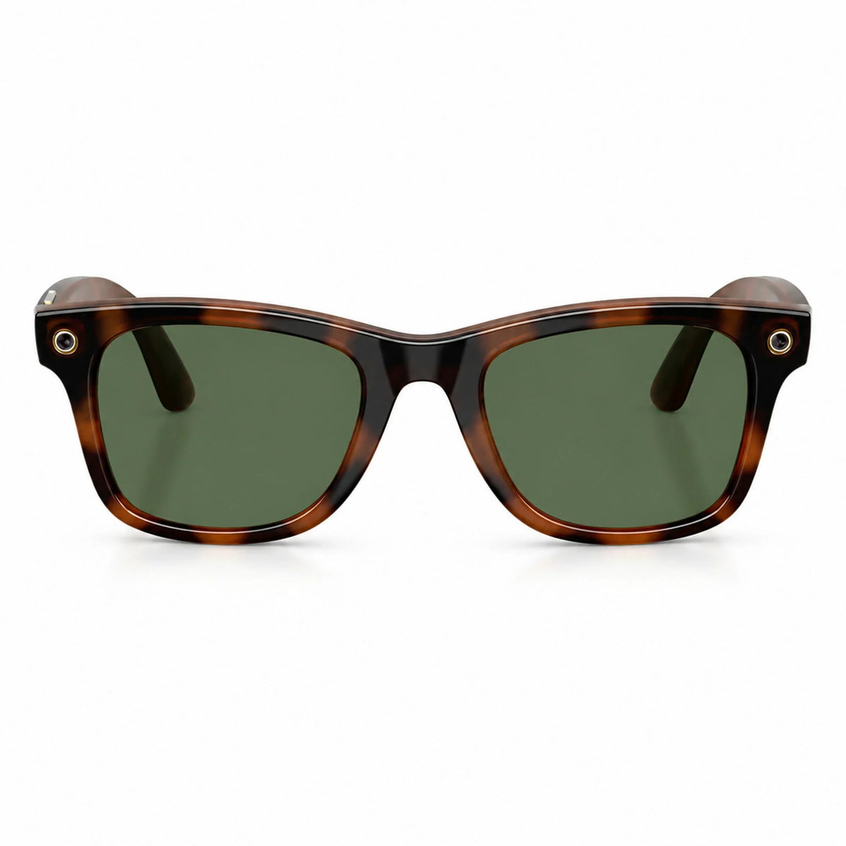 Ray-Ban Meta Wayfarer Gen 3 smart glasses, Havana frame with Green lenses, front view