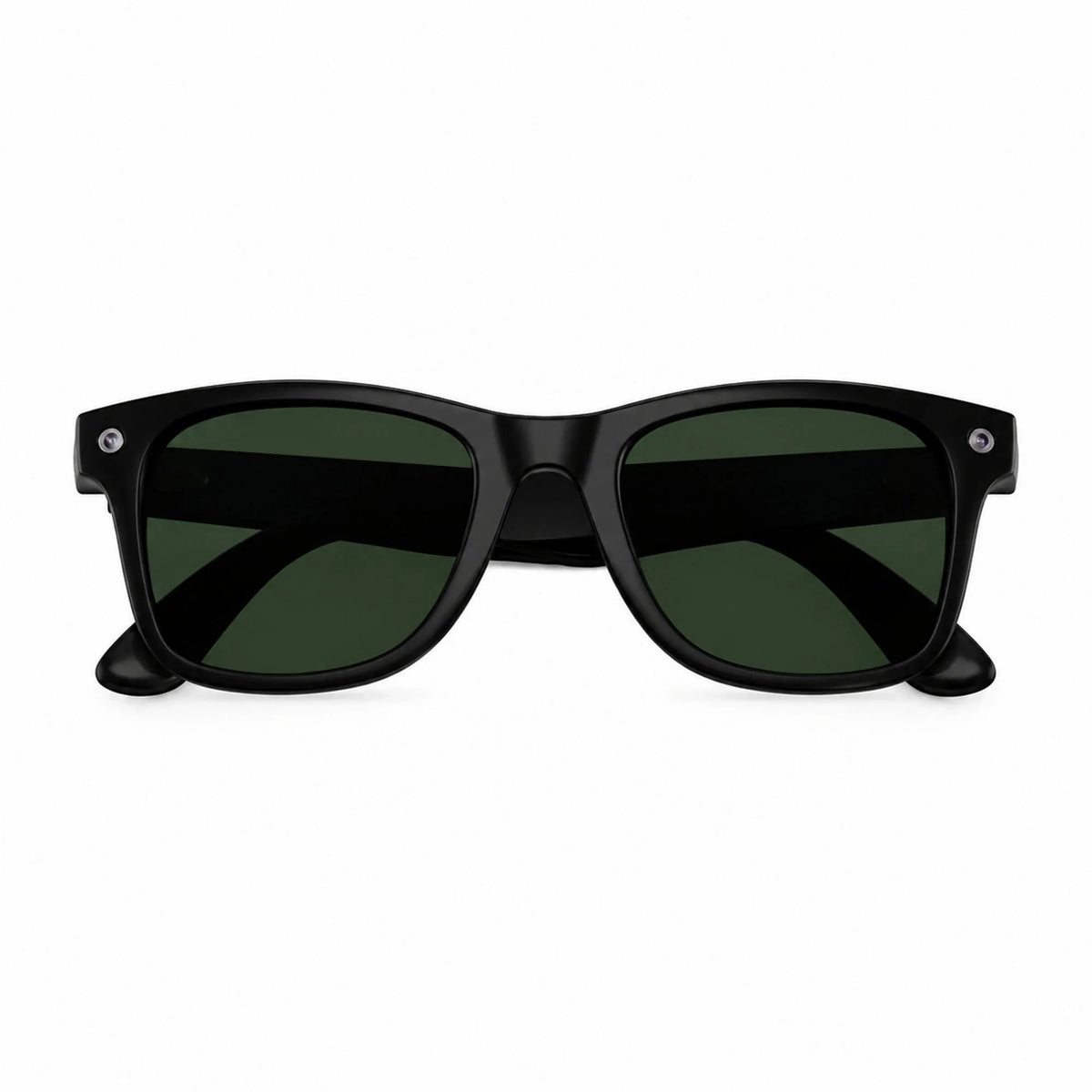 Ray-Ban Meta Wayfarer Gen 3 smart glasses, Matte Black frame with Transitions® Graphite Green lenses, folded front view
