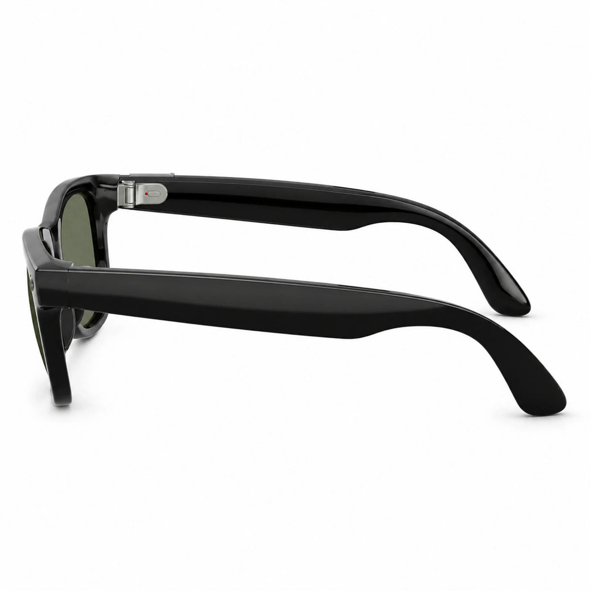 Ray-Ban Meta Wayfarer Gen 3 smart glasses, Shiny Black frame with Green lenses, side profile