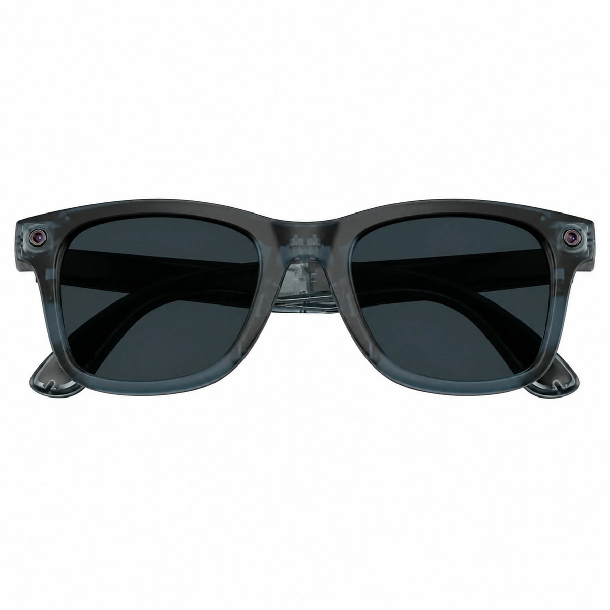 Ray-Ban Meta Wayfarer Gen 3 smart glasses, Transparent Matte Ocean Blue frame with Transitions® Grey lenses, folded front view