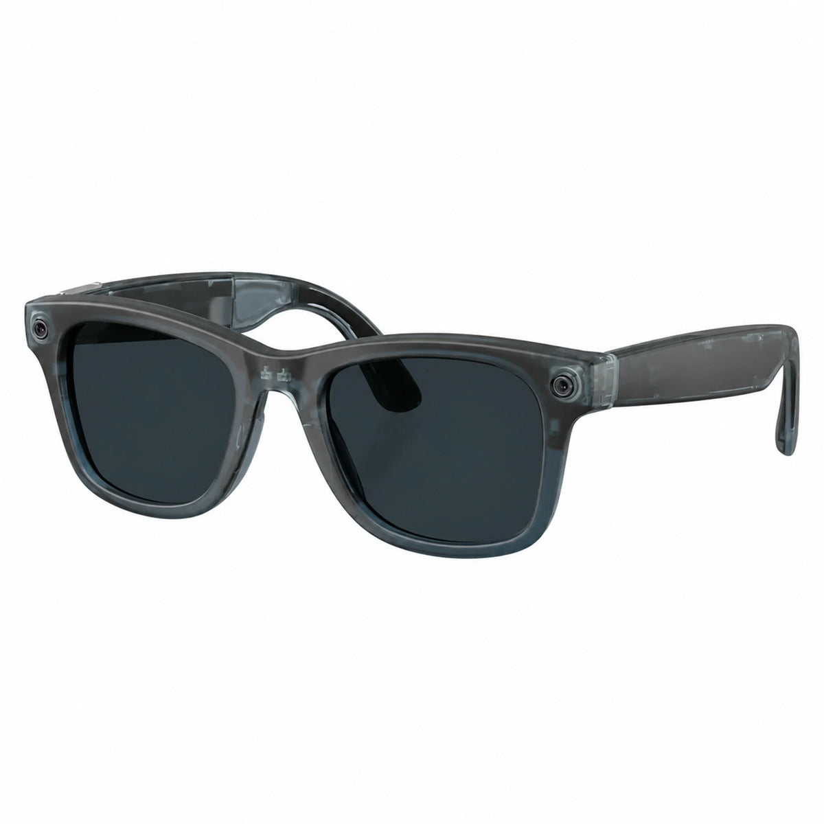 Ray-Ban Meta Wayfarer Gen 3 smart glasses, Transparent Matte Ocean Blue frame with Transitions® Grey lenses, three-quarter view