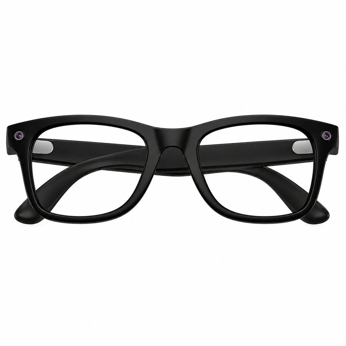 Ray-Ban Meta Wayfarer Gen 3 smart glasses, Matte Black frame with Clear lenses, folded front view