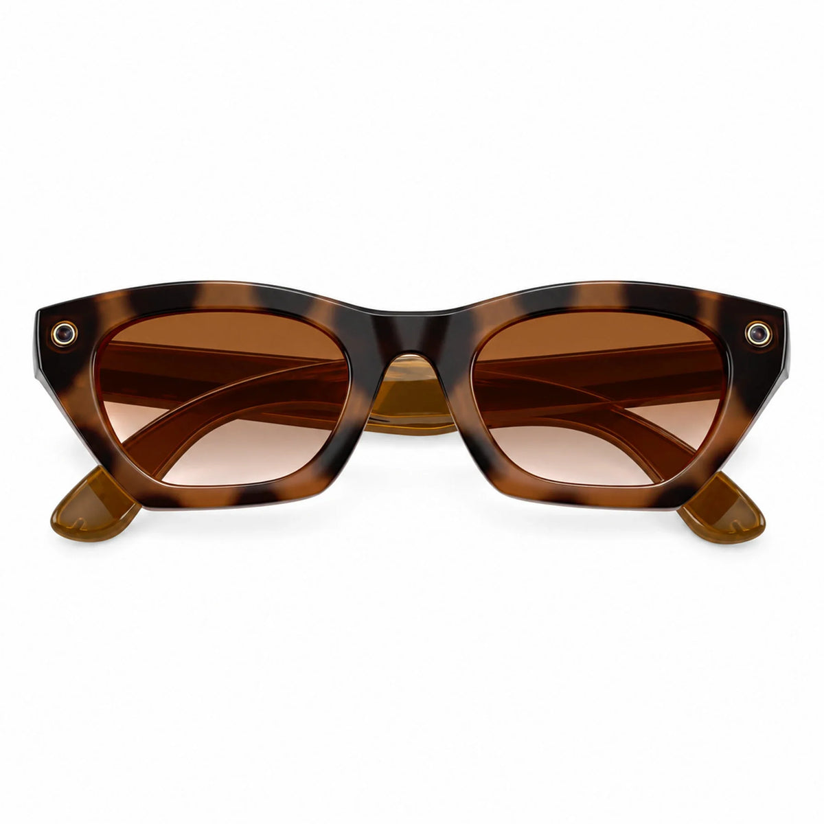Ray-Ban Meta Zena Gen 3 smart glasses, Havana frame with Gradient Brown lenses, folded front view