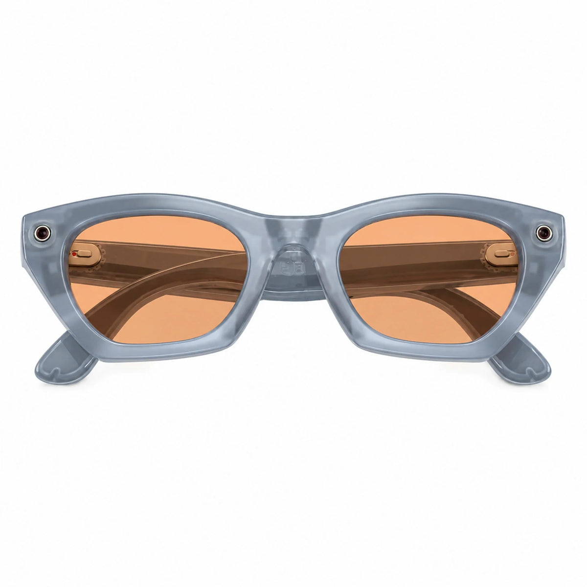 Ray-Ban Meta Zena Gen 3 smart glasses, Milky Grey Lilac frame with Transitions® Copper lenses, folded front view