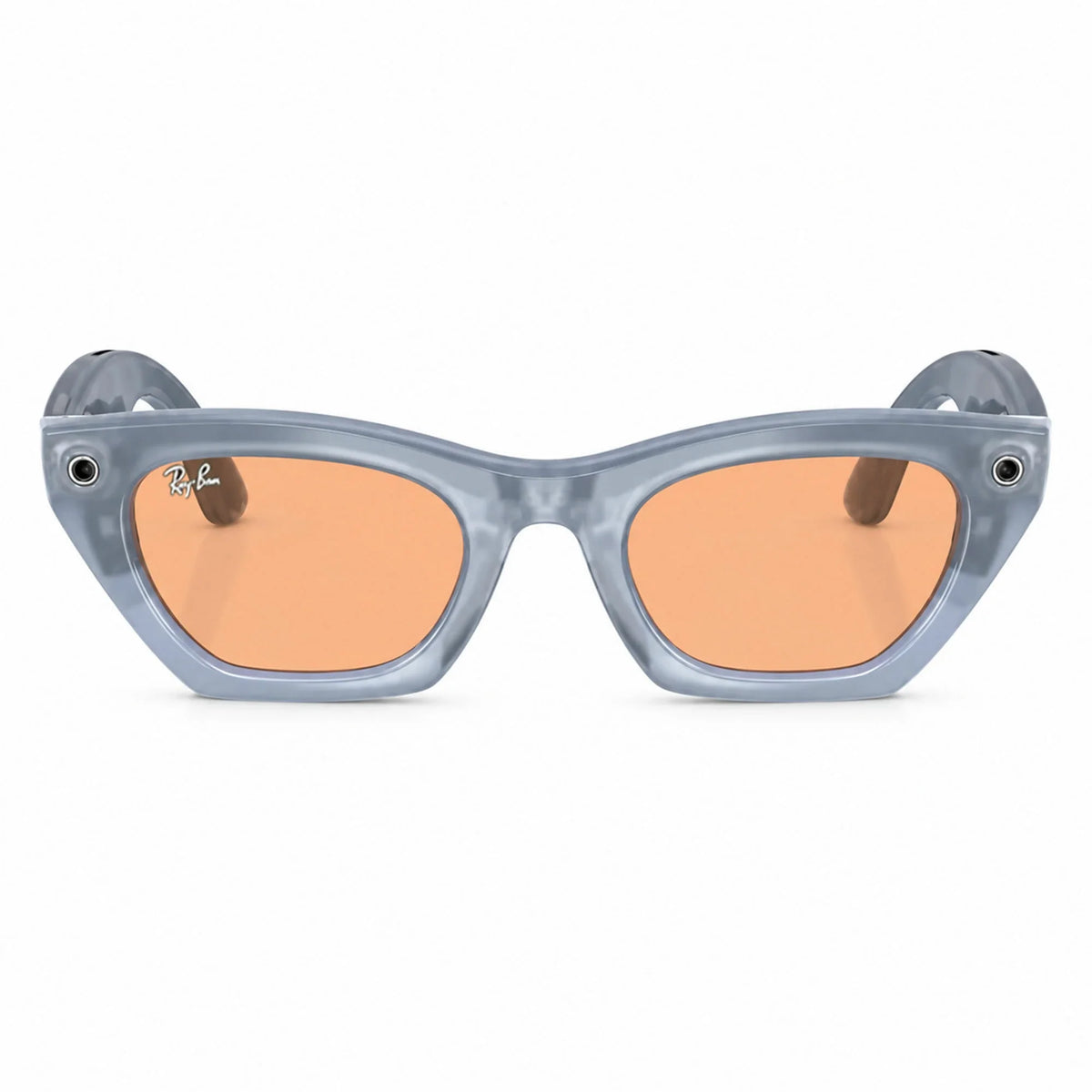 Ray-Ban Meta Zena Gen 3 smart glasses, Milky Grey Lilac frame with Transitions® Copper lenses, front view, Ray-Ban lens logo