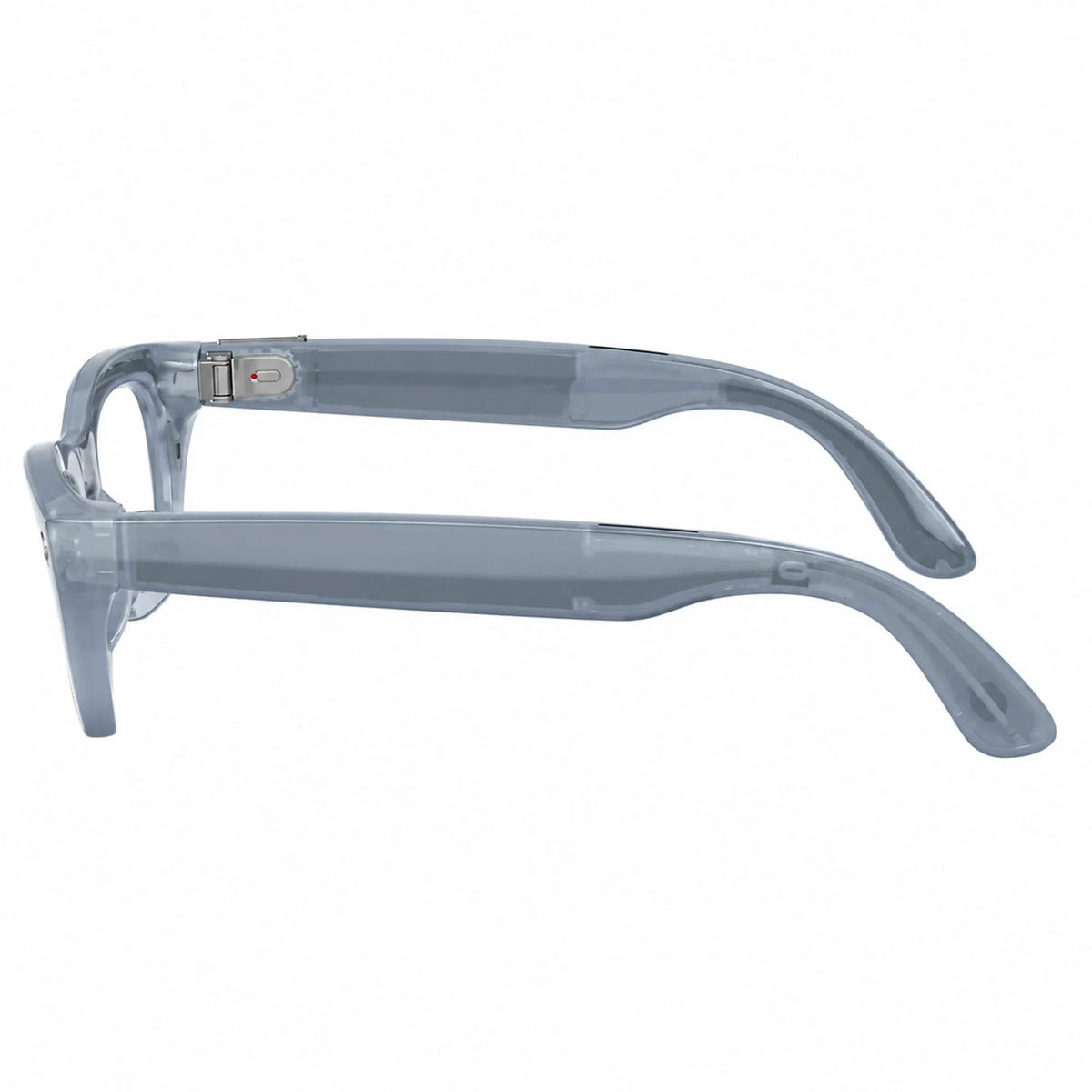 Ray-Ban Meta Zena Gen 3 smart glasses, Milky Grey Lilac frame with Transitions® Copper lenses, side profile, Ray-Ban lens logo