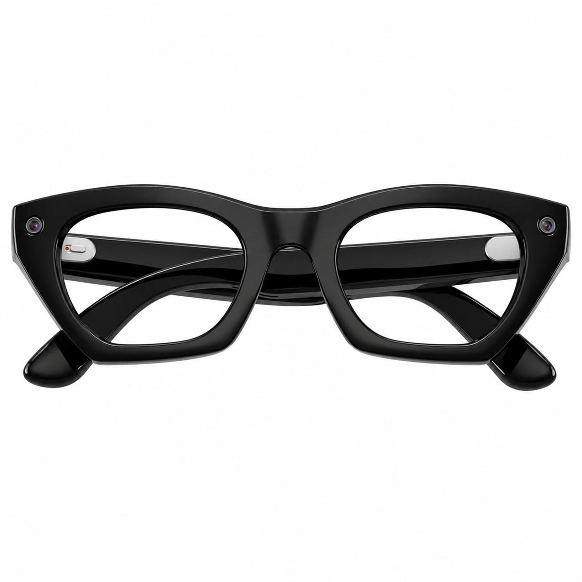 Ray-Ban Meta Zena Gen 3 smart glasses, Shiny Black frame with Clear lenses, folded front view