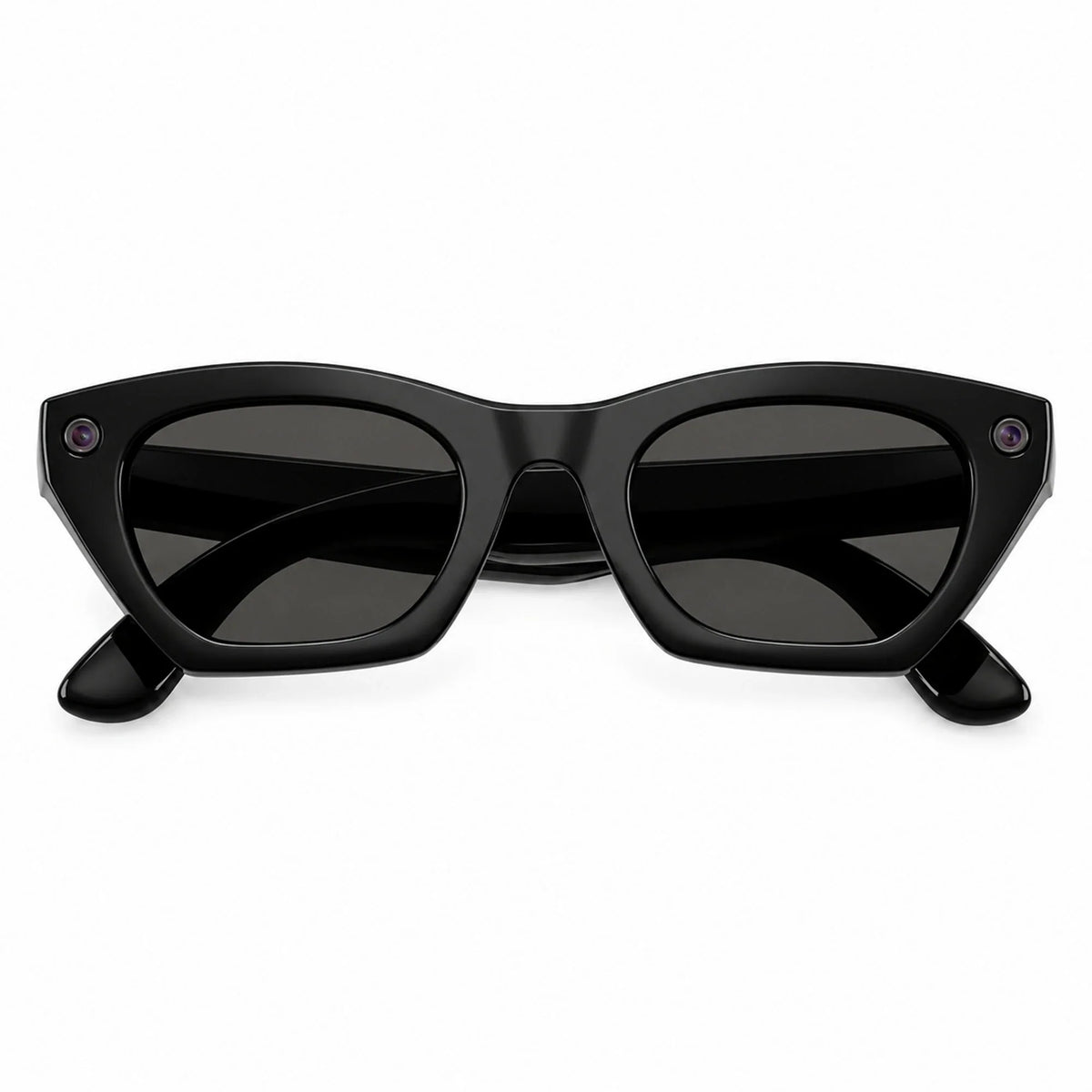 Ray-Ban Meta Zena Gen 3 smart glasses, Shiny Black frame with Grey lenses, folded front view