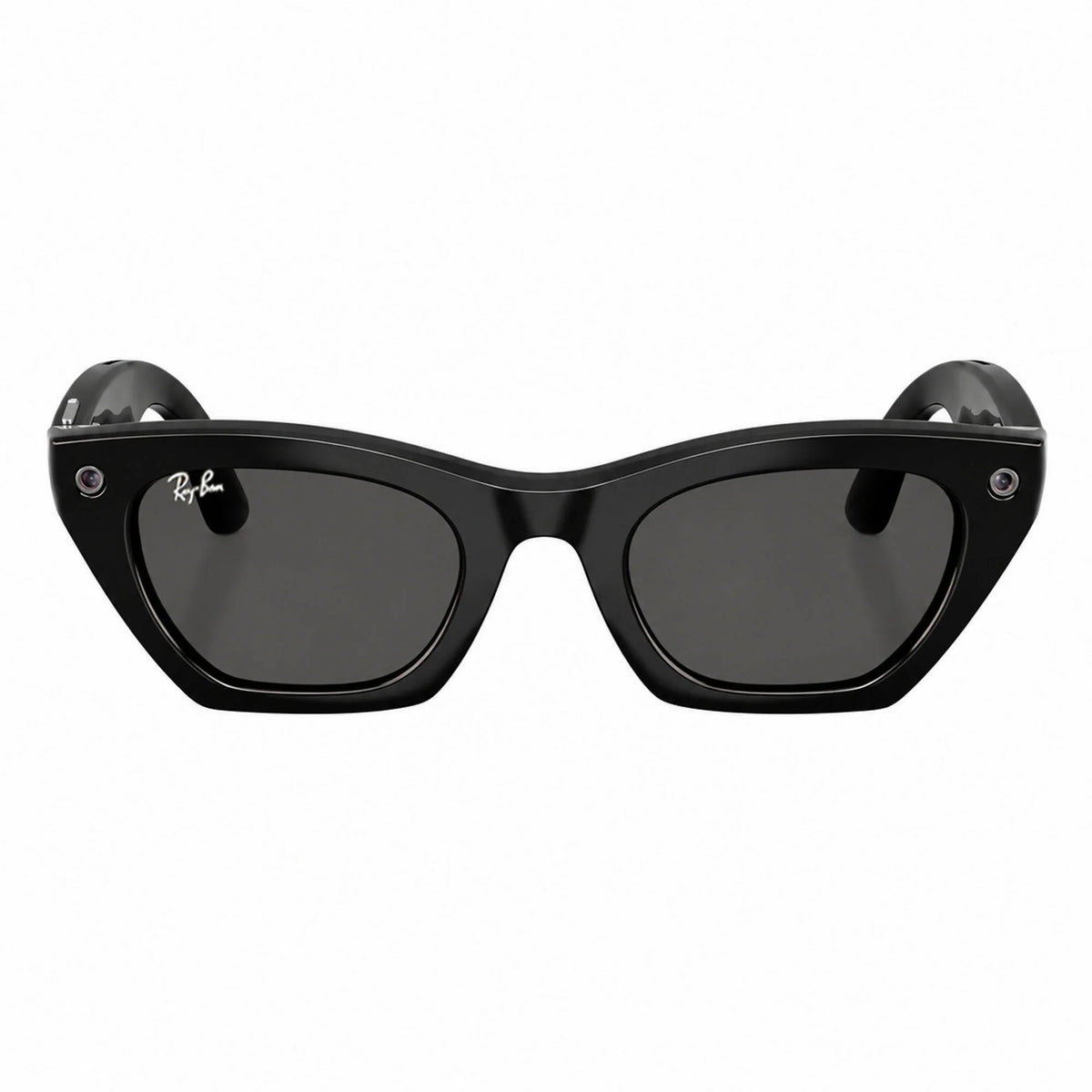 Ray-Ban Meta Zena Gen 3 smart glasses, Shiny Black frame with Grey lenses, front view, Ray-Ban lens logo