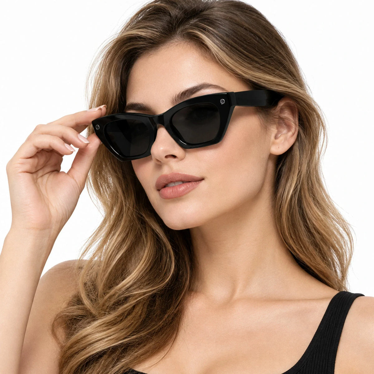 Ray-Ban Meta Zena Gen 3 smart glasses, Shiny Black frame with Grey lenses, worn on model
