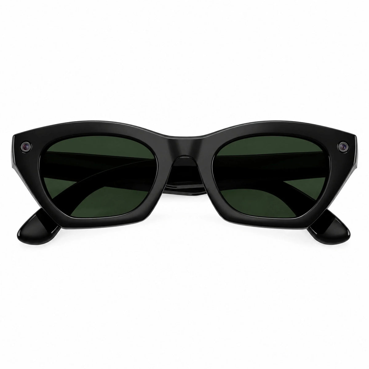Ray-Ban Meta Zena Gen 3 smart glasses, Shiny Black frame with Transitions® Graphite Green lenses, folded front view