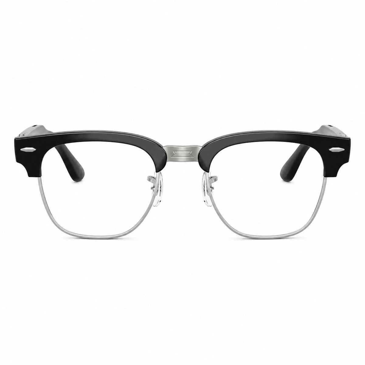 Ray-Ban Meta Clubmaster Audio glasses, Shiny Black frame with Clear lenses, front view