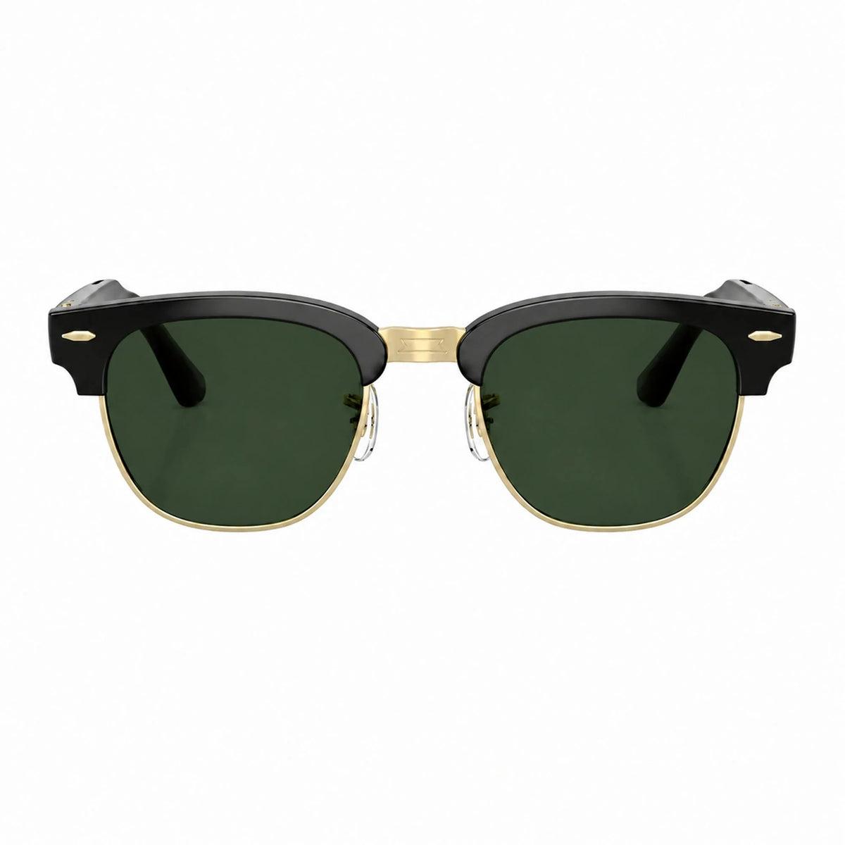 Ray-Ban Meta Clubmaster Audio glasses, Shiny Black on Gold frame with Green lenses, front view