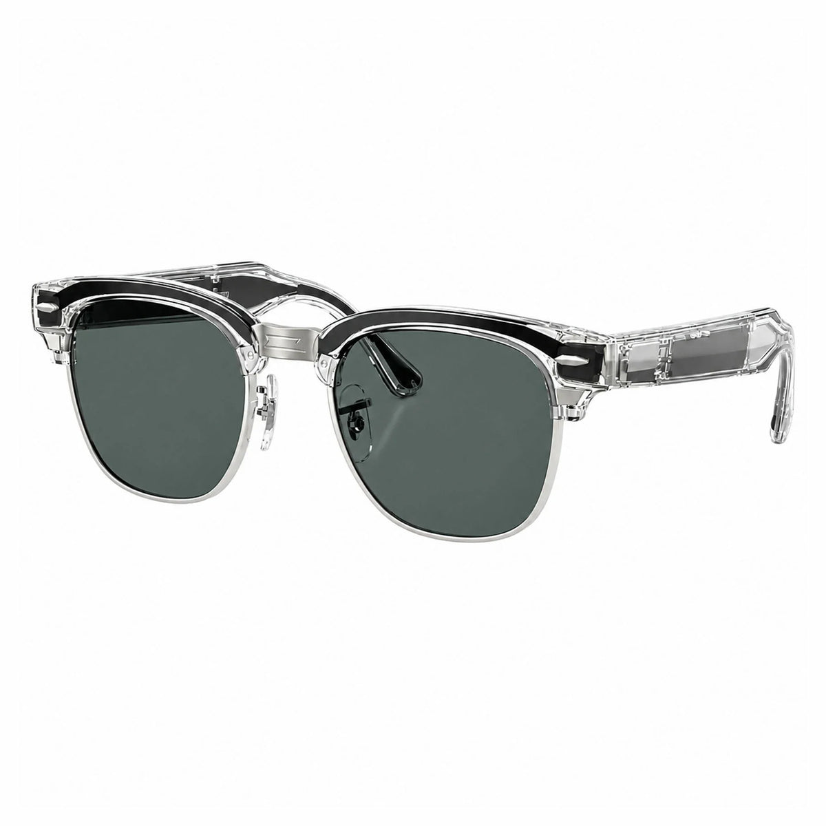 Ray-Ban Meta Clubmaster Audio glasses, Transparent Iron Grey frame with Grey lenses, three-quarter view