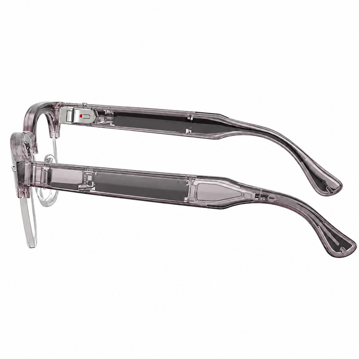 Ray-Ban Meta Clubmaster Audio glasses, Transparent Orchid frame with Transitions® Ruby lenses, side profile