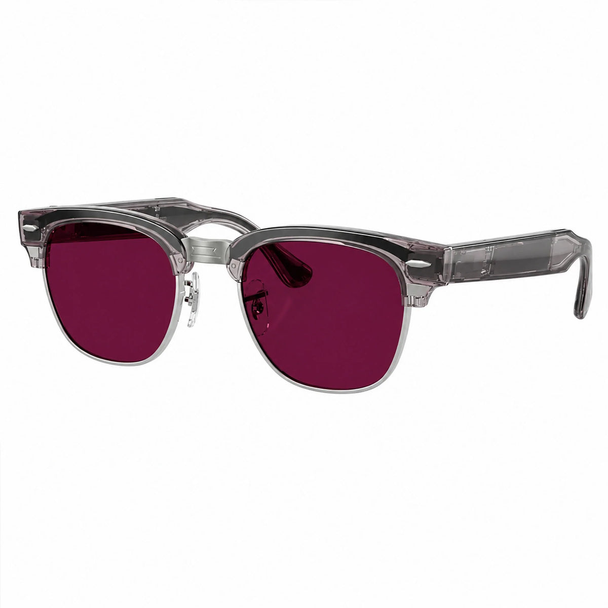 Ray-Ban Meta Clubmaster Audio glasses, Transparent Orchid frame with Transitions® Ruby lenses, three-quarter view