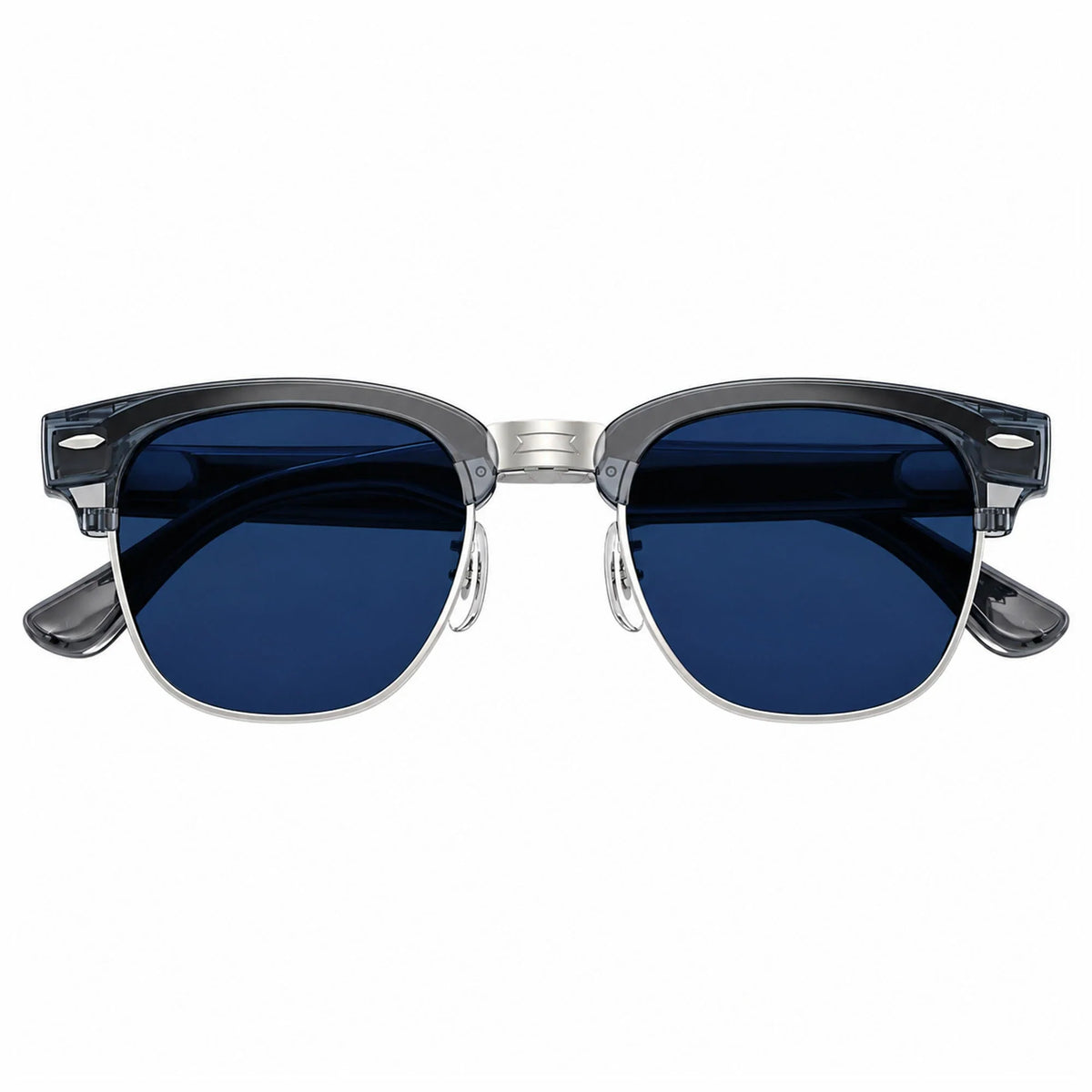Ray-Ban Meta Clubmaster Audio glasses, Transparent Sky Blue frame with Transitions® Sapphire lenses, folded front view