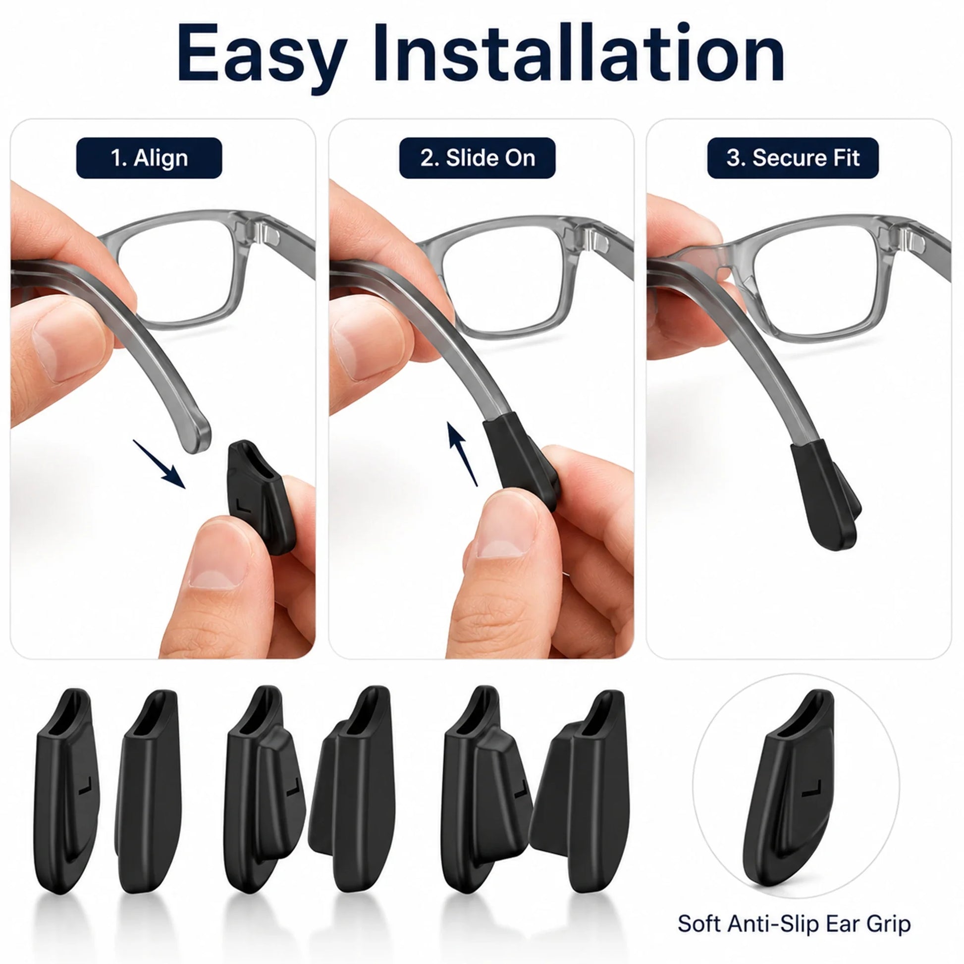 Non-Slip Silicone Ear Grips for Ray-Ban Meta (3 Pairs) - product image 4