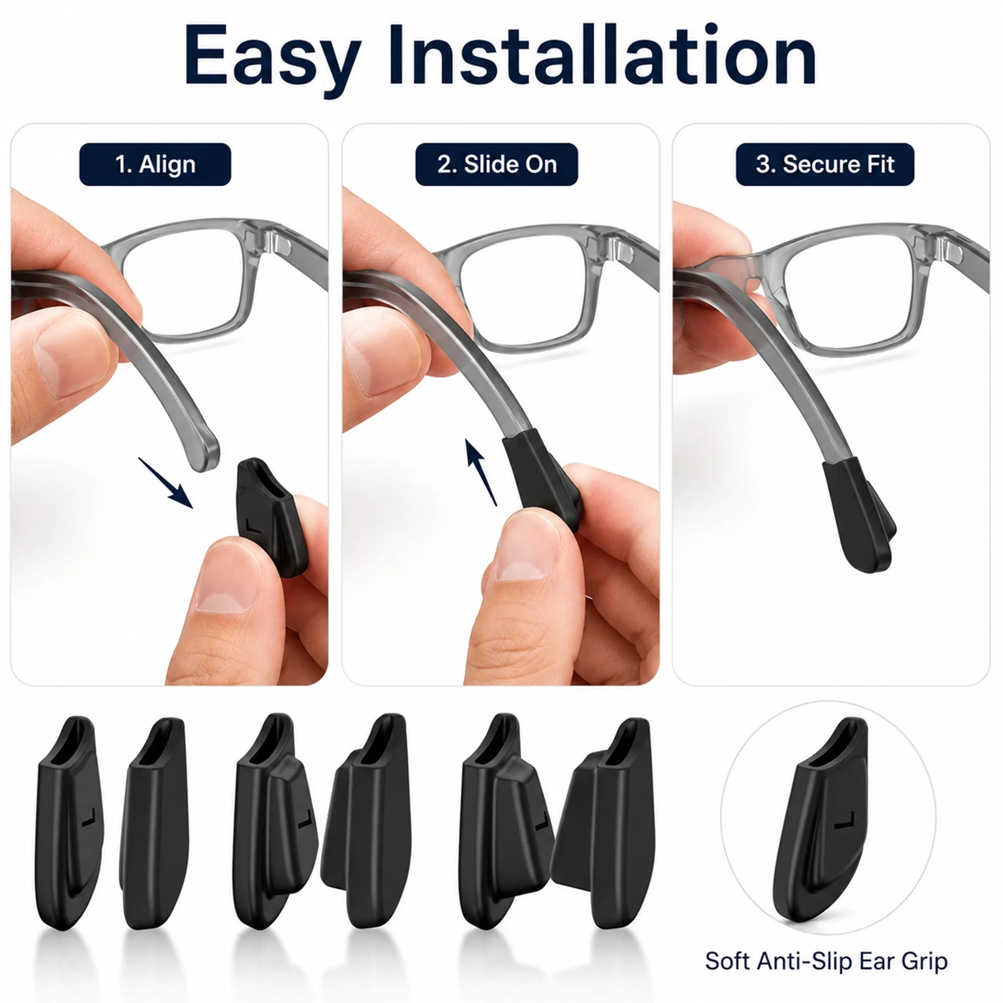 Non-Slip Silicone Ear Grips for Ray-Ban Meta (3 Pairs) - product image 4