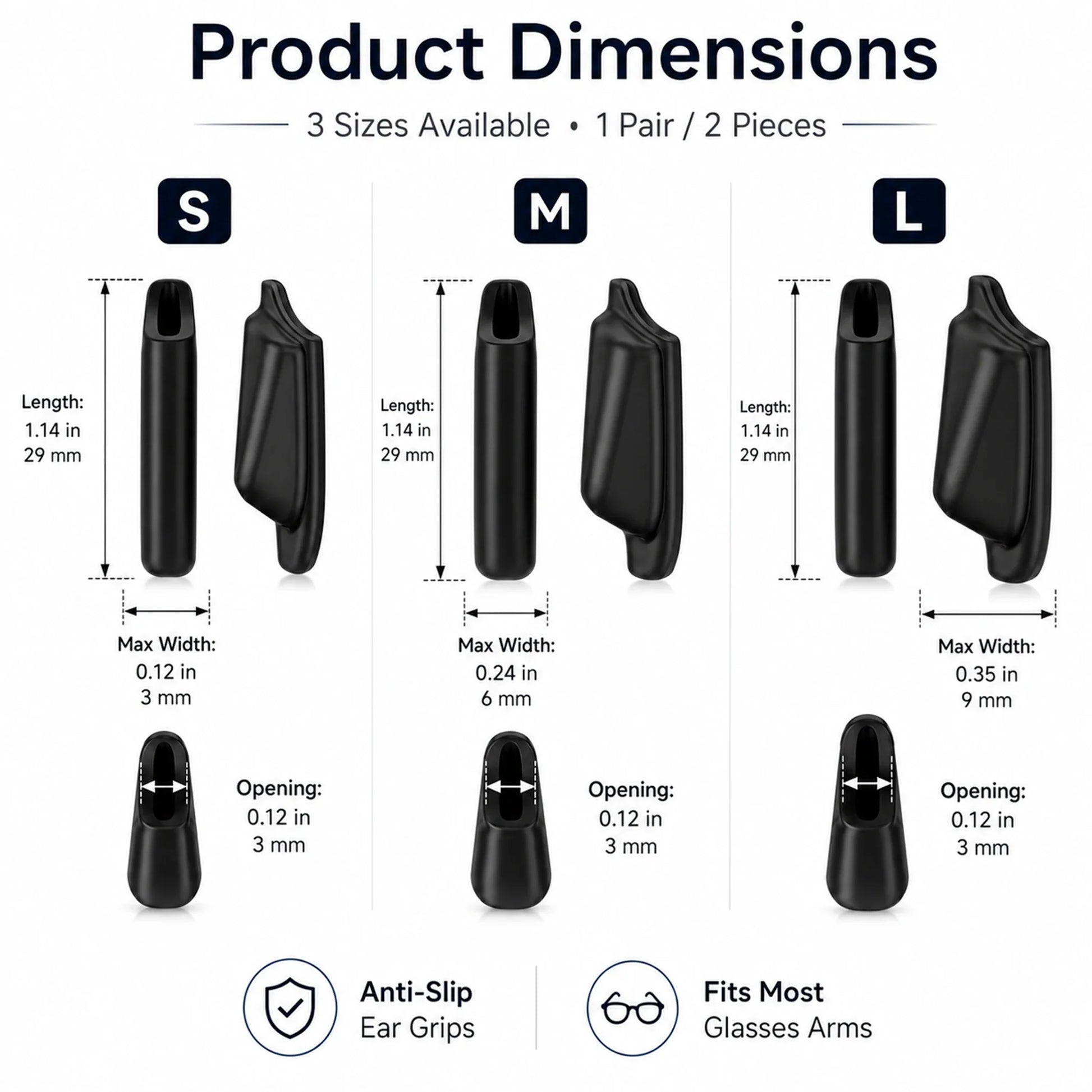Non-Slip Silicone Ear Grips for Ray-Ban Meta (3 Pairs) - product image 3