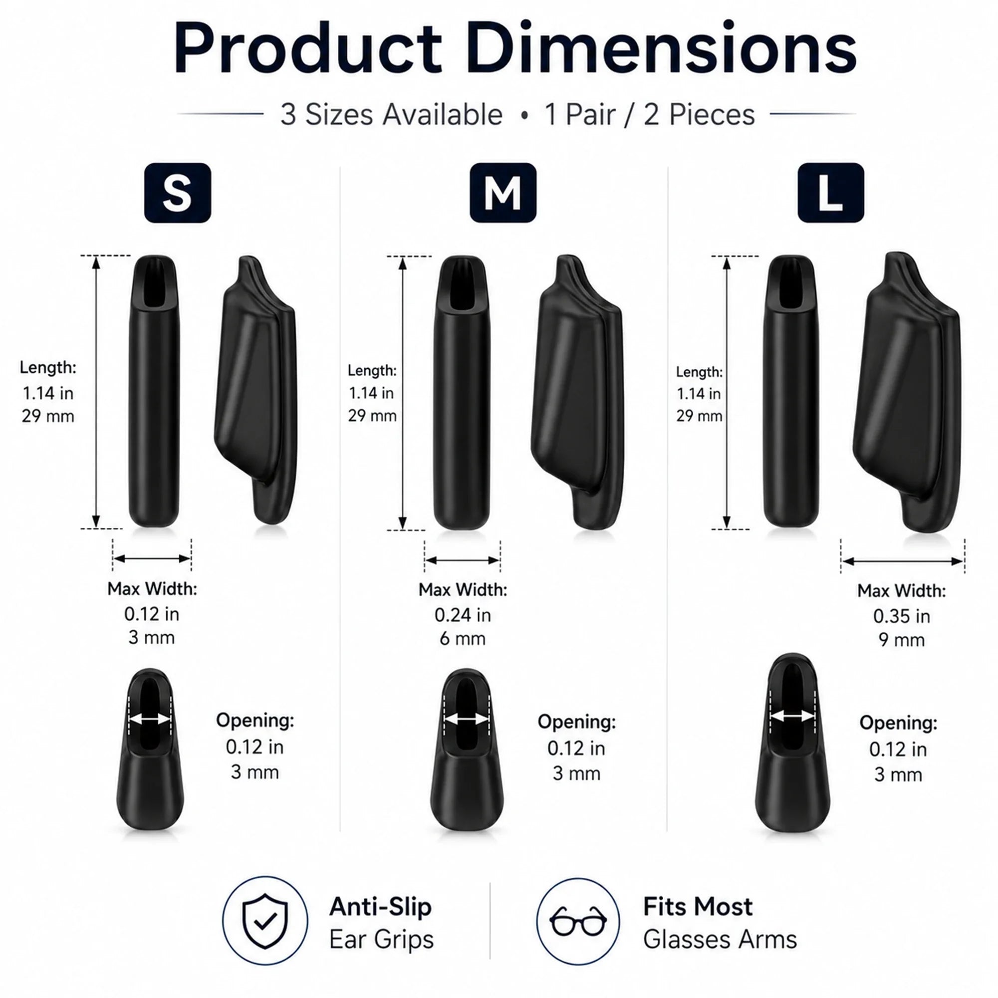 Non-Slip Silicone Ear Grips for Ray-Ban Meta (3 Pairs) - product image 3
