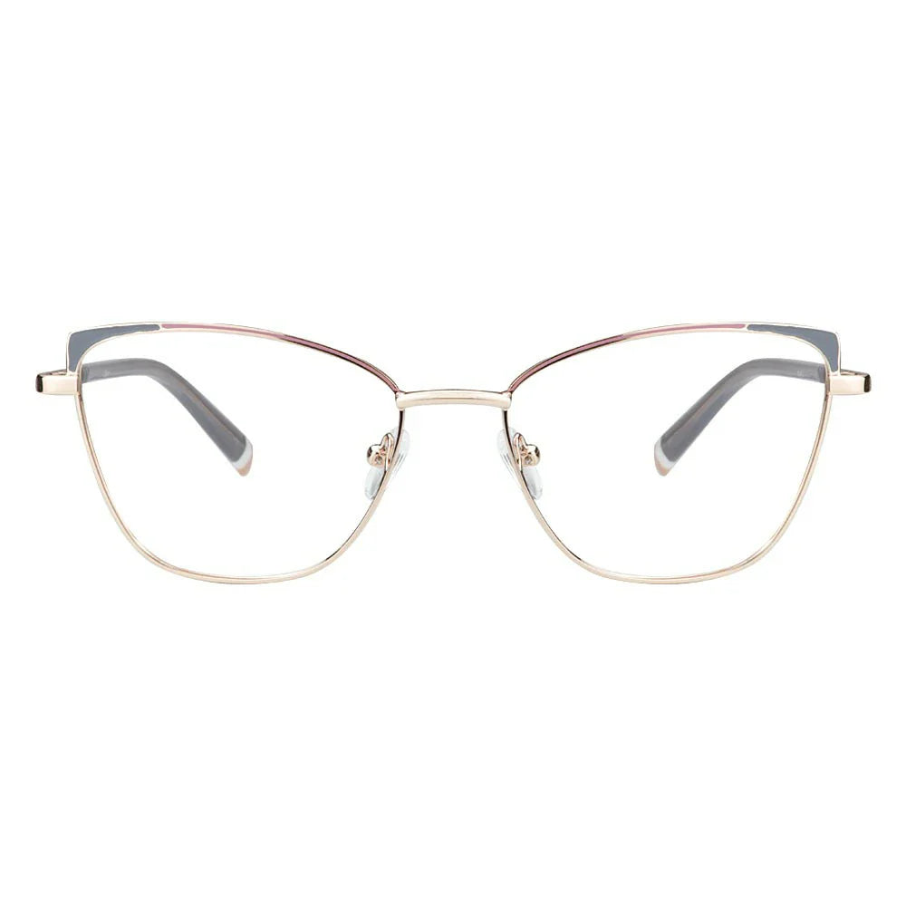 Metal&Plate Cat-Eye Eyeglasses